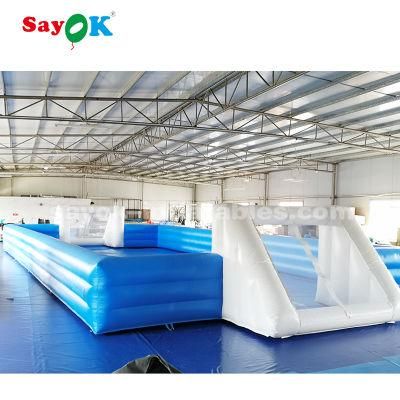 Small Mobile Blue and White Inflatable Football Field for Sale