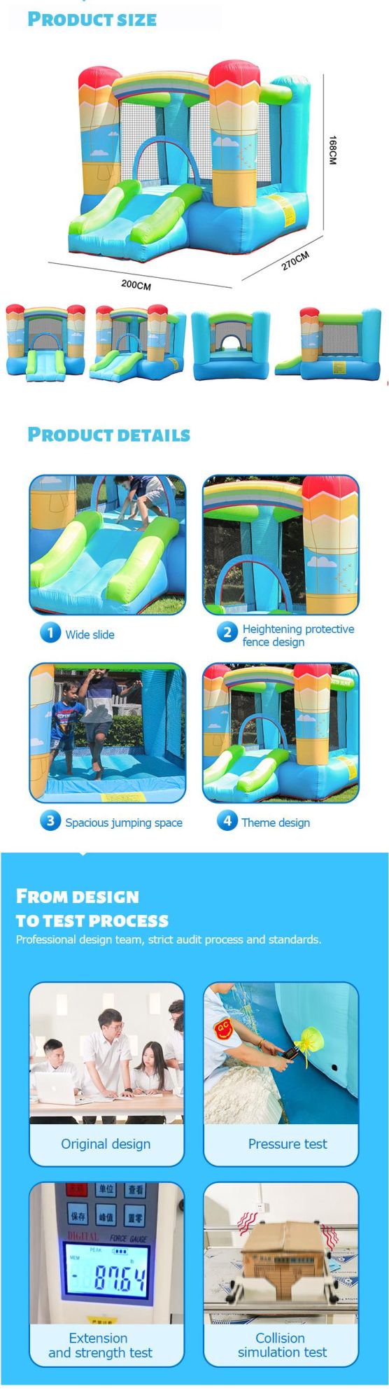 Fashion Kids Play Inflatable Castle Slide Boucer