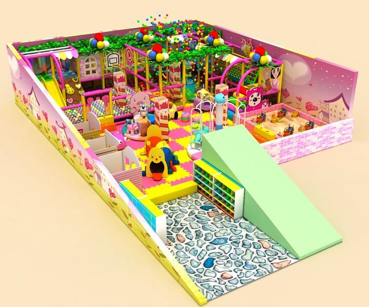 Kids Indoor Playground Structure Park with Trampoline and Ball Pool