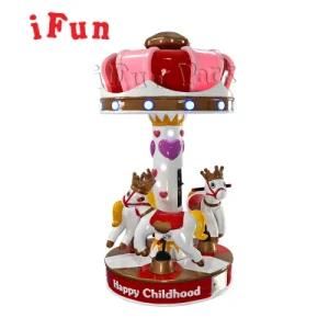 Ifunpark 3 Seats Carousel 3 Players Luxury Carousel Kiddie Rides Kids Game Machine Mini Carousel for Game Center