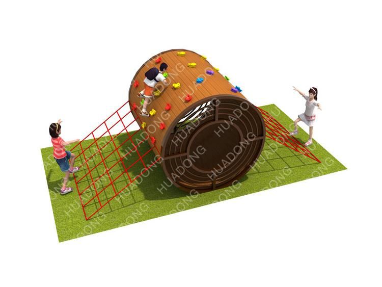 Outdoor Children Wooden Climbing Wall Equipment with Nets