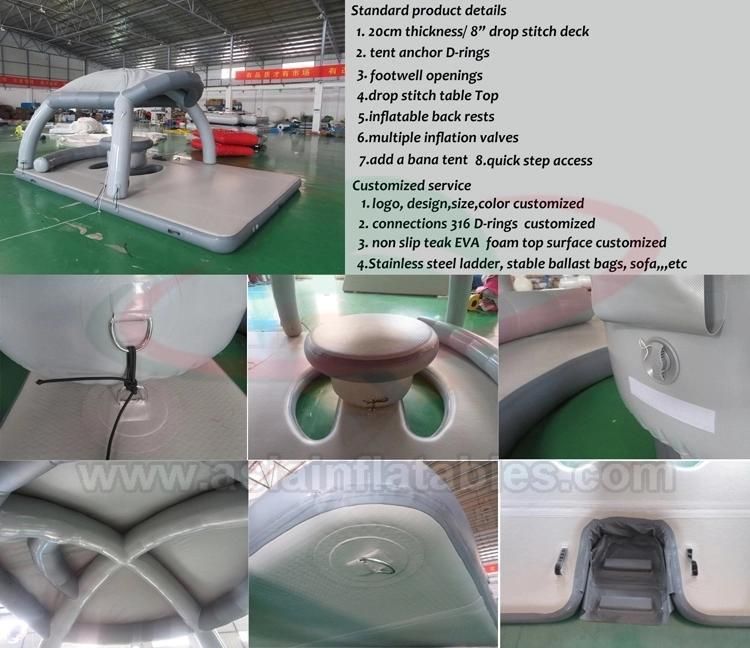 Drop Stitch Inflatable Floating Water Platform, Inflatable Floating Island with Tent