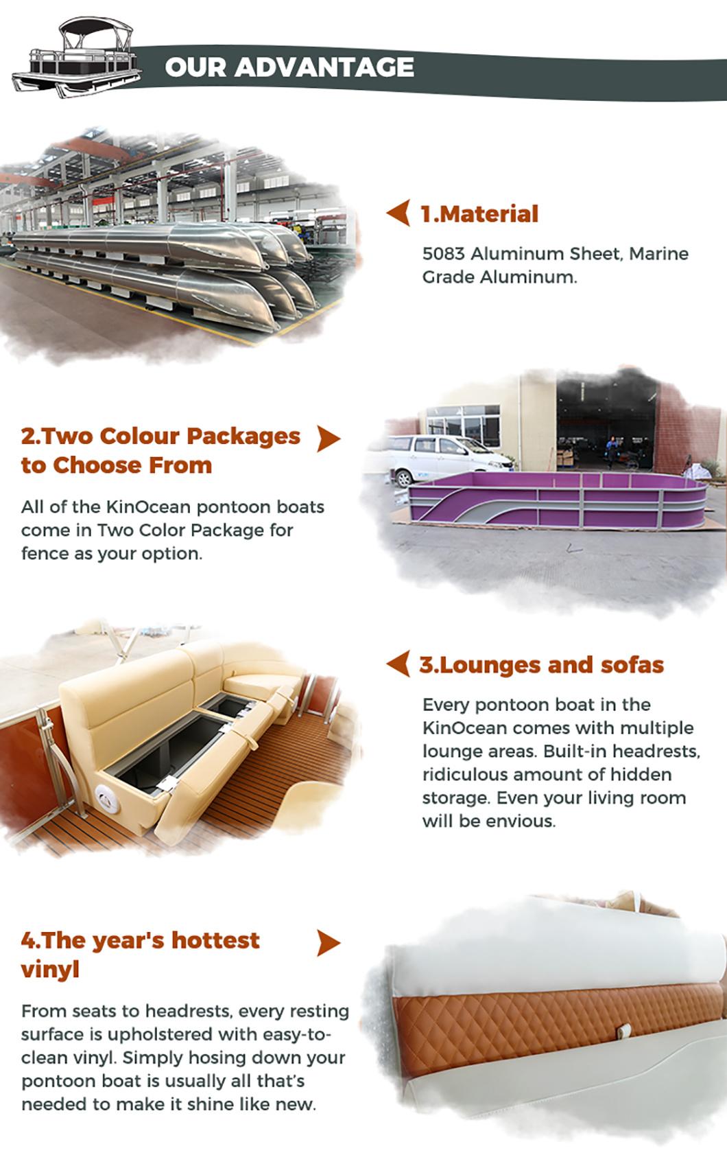 Kinocean 27FT Pontoon Boat Luxury Double Decker with Water Slide