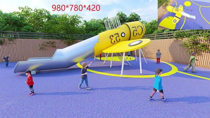 Plane Design Playground Outdoor Stainless Steel Tunnel Slide