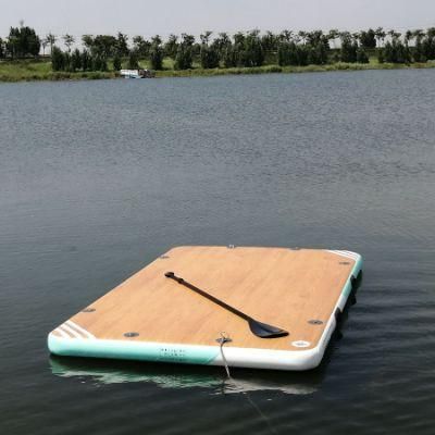 Leisure Land Teak Drop Stitch Sunbathing Yoga Water Pontoon Inflatable Platform