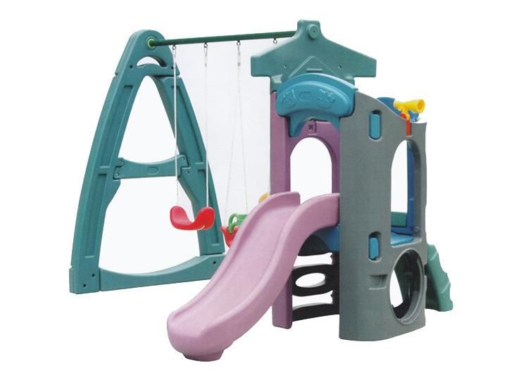 Outdoor Plastic Swing and Slide for Children