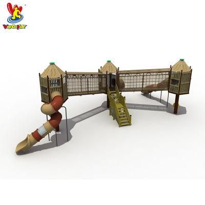 Combination Wooden House Playground Kids Slide Equipment for Park