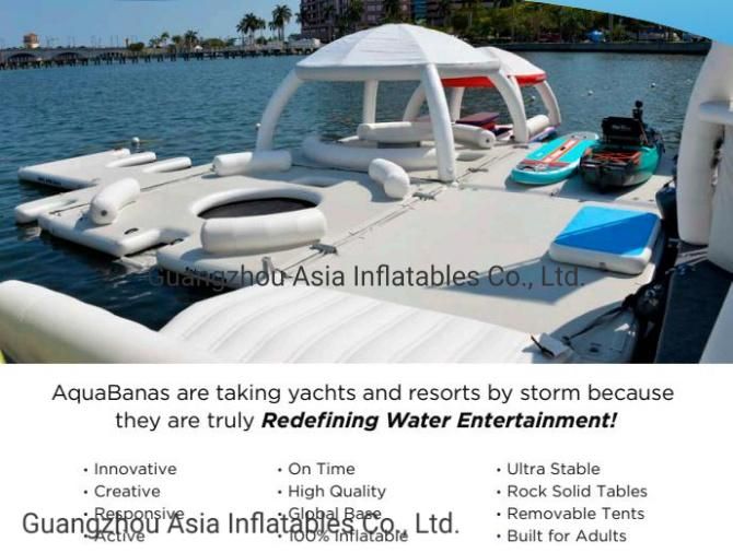 New Inflatable Water Leisure Platform with Tent Water Amusement Equipment Floating Island