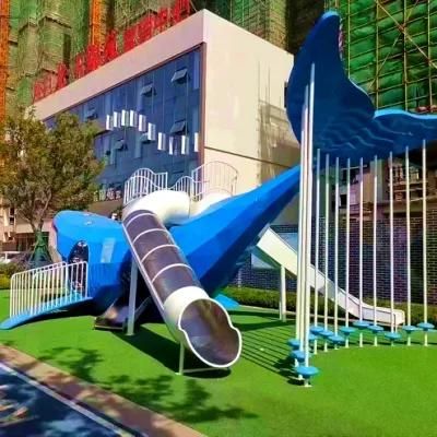 Park Outdoor Playground Kids Community Whale Stainless Steel Slide Equipment