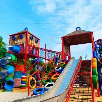 Customized Park Outdoor Climbing Frame Plastic Slide Children Playground Equipment
