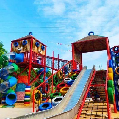 Customized Park Outdoor Climbing Frame Plastic Slide Children Playground Equipment