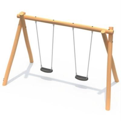 Kids Outdoor Playground Wooden Double Swing Set Park Equipment Yq92