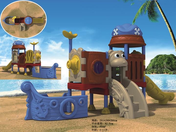 Pirate Boat Design Outdoor Plastic Playground Equipment with Ball Pool
