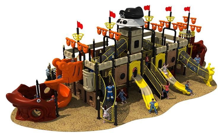 National Happy Children Plastic Slide Pirate Ship Outdoor Playground
