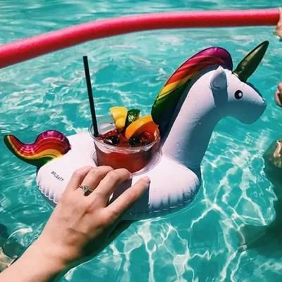 Rainbow Unicorn Inflatable Bottle Holder Single Cup Capacity Inflatable PVC