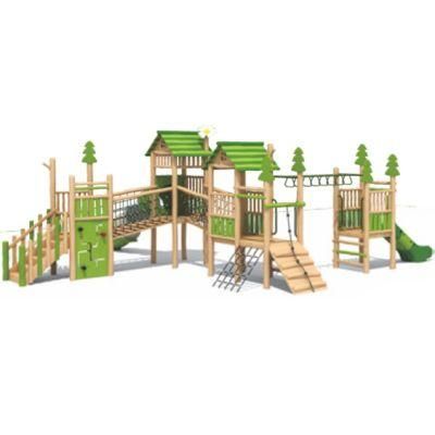 Kids Park Outdoor Playground Equipment Wooden Slide Climbing Frame QS26