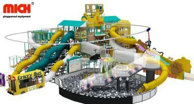 Mich Giant Indoor Amusement Park with Soft Playhouse, Big Slides, Ball Pit, Zipline