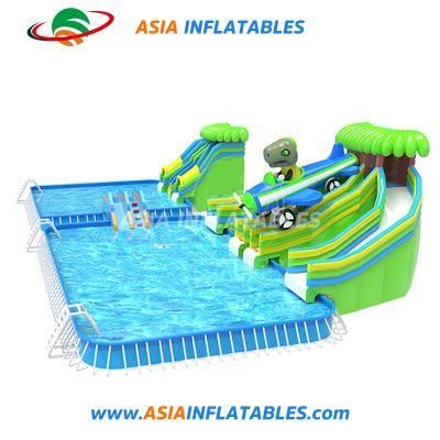 Amusement Water Park Inflatable Ground Water Park Slide with Pool