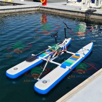 Amusement Park Entertaiment Inflatable Water Pedal Bike PVC Inflatable Pontoon Boat Tube Floating Water Bicycle