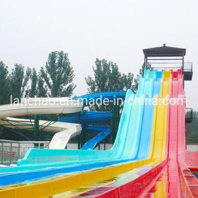 Racing Multislide Rainbow Fiberglass Water Slide for Park