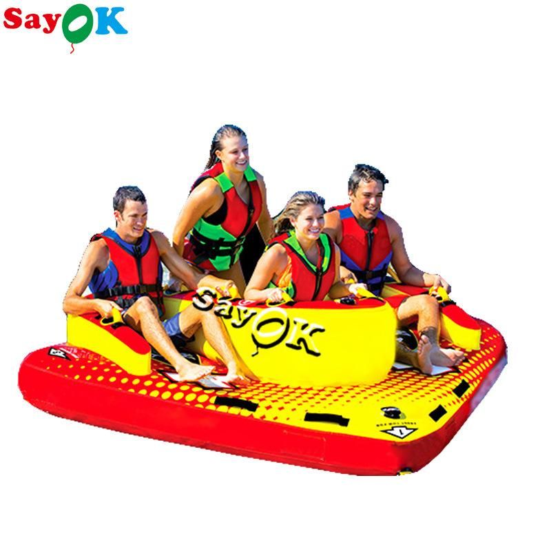 Green Water Ski Boat PVC Inflatable Flying Tug 3 Person Water Towable Sofa Toys Special Price