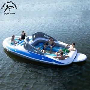 Giant 6 Person Huge Party Island Boat Lake Ocean Float Lounge Water Inflatable Floating Island for Sale