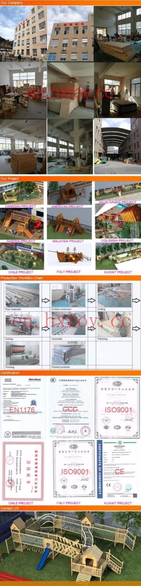 Backyard Wooden Outdoor Playground Equipment for Children Amusement Park