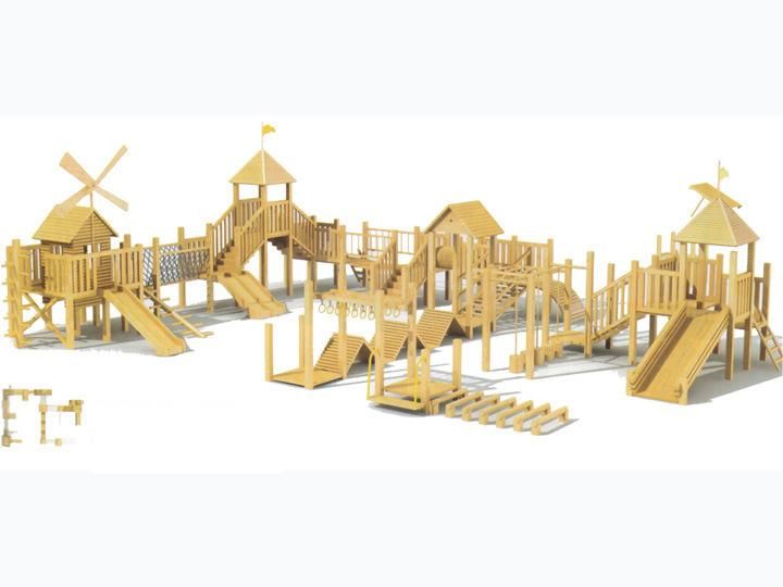 Customized Wooden House Theme Outdoor Wood Playground with Swing