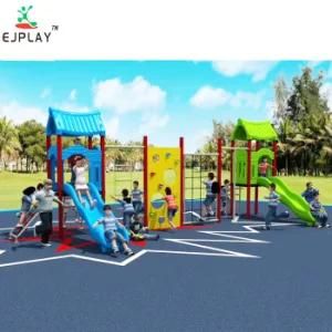 Latest Design Kids Outdoor Playground Play House with Plastic Slide
