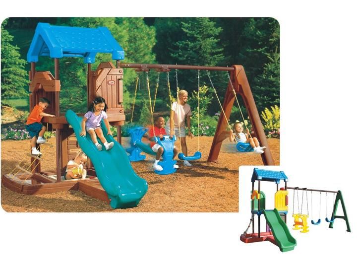 Outdoor Plastic Swing and Slide for Children