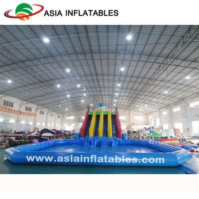 Inflatable Water Park with Pool and Slide, Inflatable Vivid Water Pool Slide