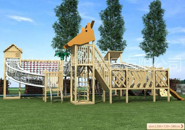 Customized Children Wood Playsets Outside Adventure Wooden Playground for Kids