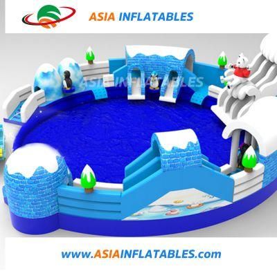Ice World Giant Inflatable Pool Water Park with Slide Land