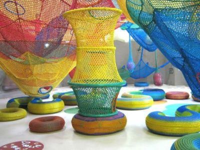 Kids Rope Crocheted Climbing Net for Playground Rainbow Net