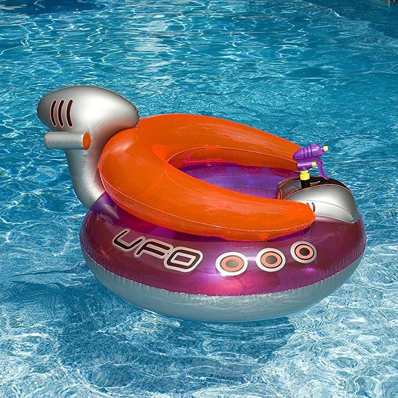 Inflatable UFO Lounge Chair Swimming Pool Float with Squirt Gun