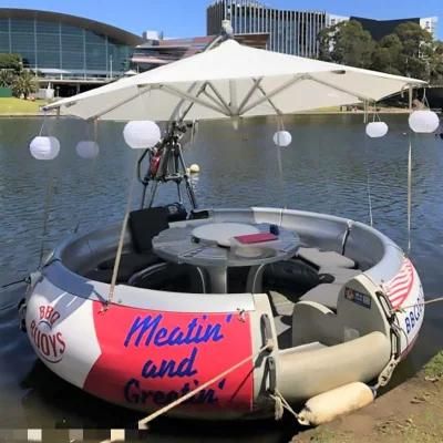 Factory Direct Barbecue Ship Electric Fiberglass Best Price Water Floating BBQ Donut Boat