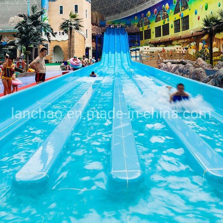 Fiberglass Water Park Equipment 4-Lane Rainbow Racing Slide Height 8m