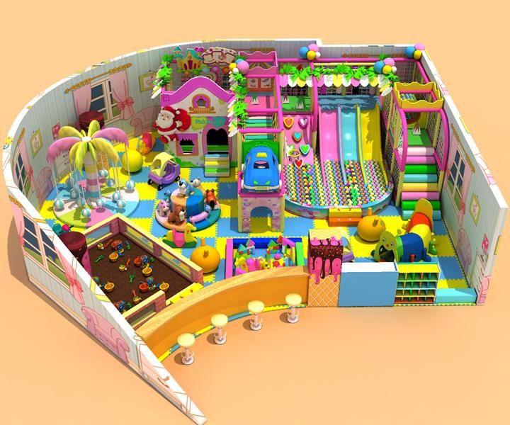 Kids Indoor Playground Structure Park with Trampoline and Ball Pool
