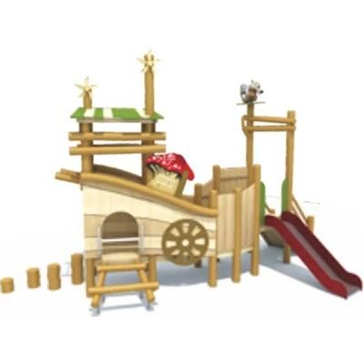 Kids Park Outdoor Playground Equipment Wooden Slide Climbing Set QS41