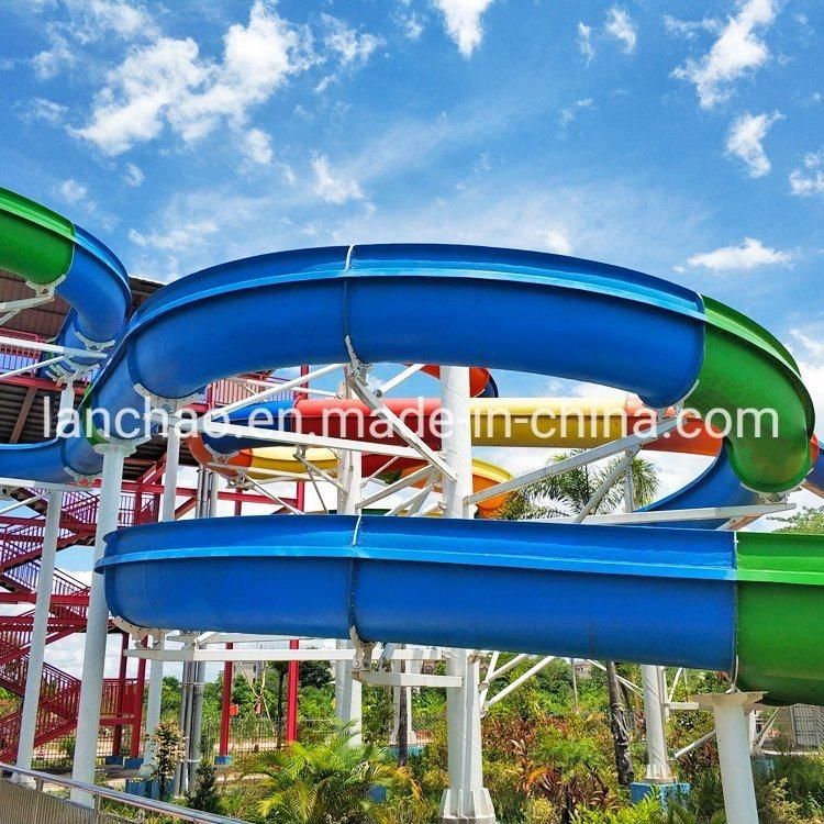 Open Rafting Closed Spiral Adult Fiberglass Water Park Slide Facility