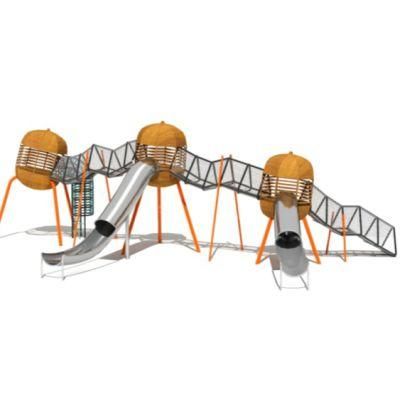 Customized Kids Outdoor Playground Equipment Park Mesh Cage Climbing Slides