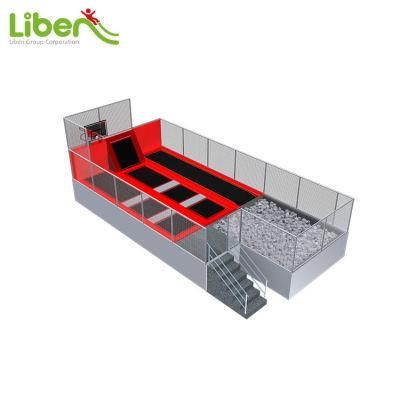 Small Outdoor Trampoline with Long Jumping Mat and Foam Cubes Pool