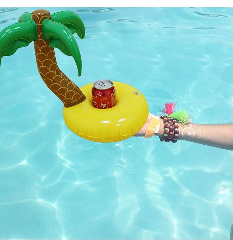 Summer Water Play Equipment Inflatable Swimming Pool Cup Drink Holder Palm Tree Pool Float