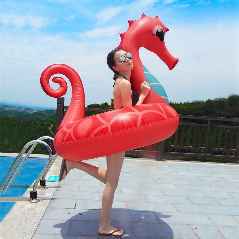 Summer Water Play Equipment Toys Inflatable PVC Seahorse Swimming Ring Pool Float