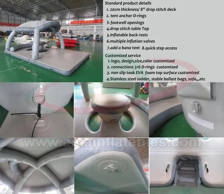 Inflatable Aqua Banas Inflatable Water Floating Island Leisure Platform with Tent