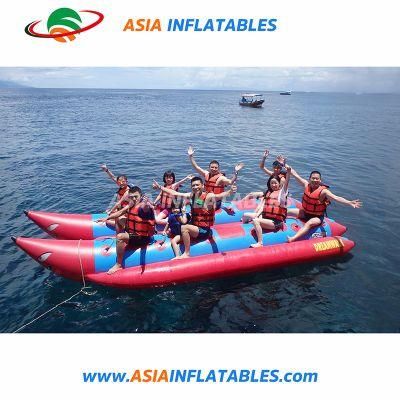 Customized Red Double Tube Inflatable Banana Boat for Water Sports