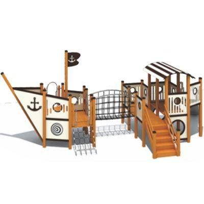 Kids Community Park Outdoor Playground Equipment Wooden Pirate Ship QS09