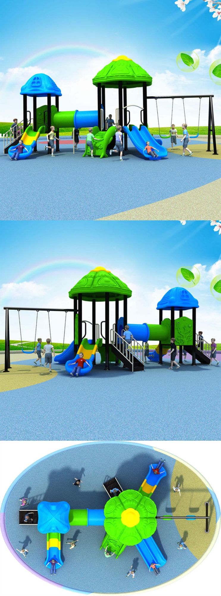 Community Outdoor Playground Slides Swing Children′s Amusement Park Equipment 484b