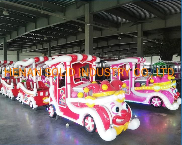 Amusement Park Children Small Trackless Train Ride in Public Garden