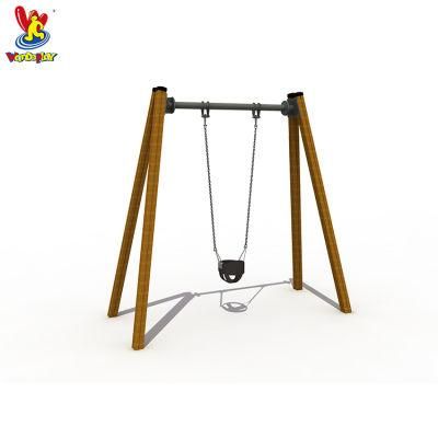 Wooden Kindergarten Outdoor Playground Single Swing Playset for Children